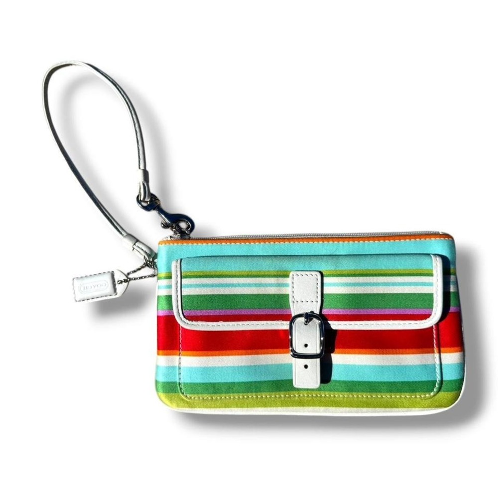 Y2k Coach 2004 Hampton Striped Multicolor Wristlet Wallet Preppy Spring